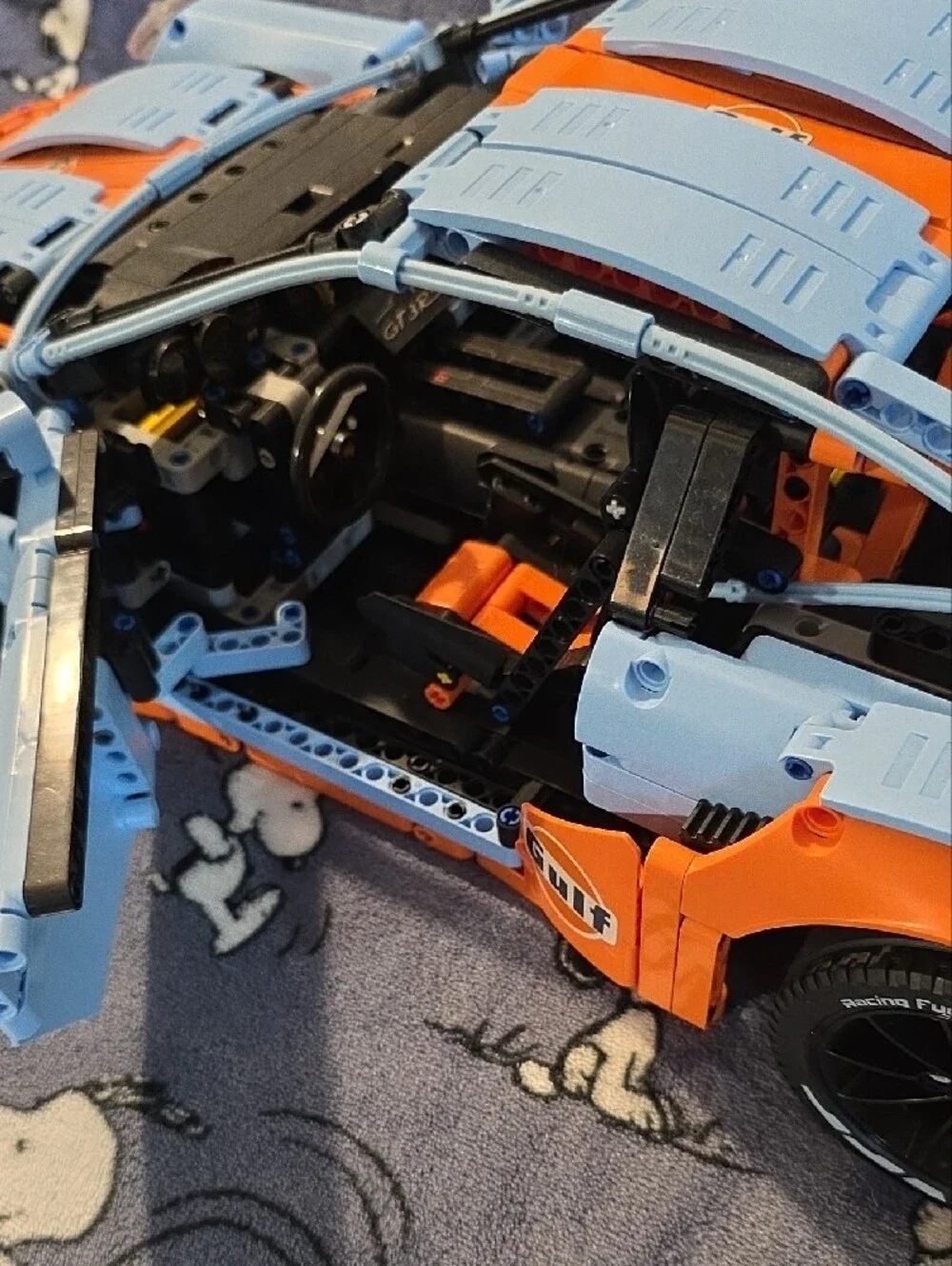 CaDa Gulf Racing-style Blue & Orange Race Car Building Set - Kids Toys